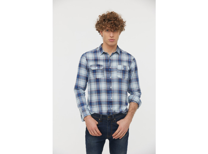 Chemise à carreaux effet délavé