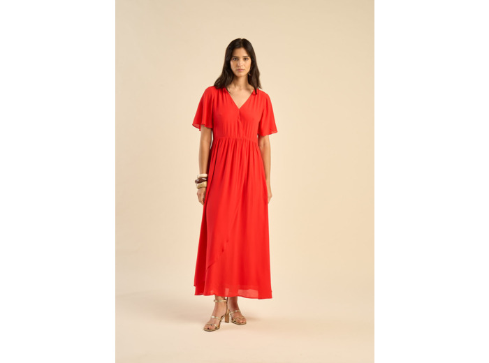 Robe longue fluide à volant