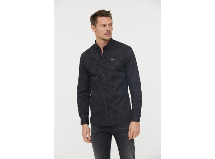 Chemise allover, piping et broderie poitrine