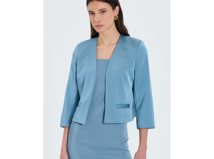Veste courte satinée bleue