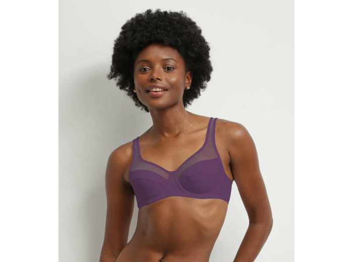 Soutien-gorge à armatures en microfibre et tulle Prune Dim Generous