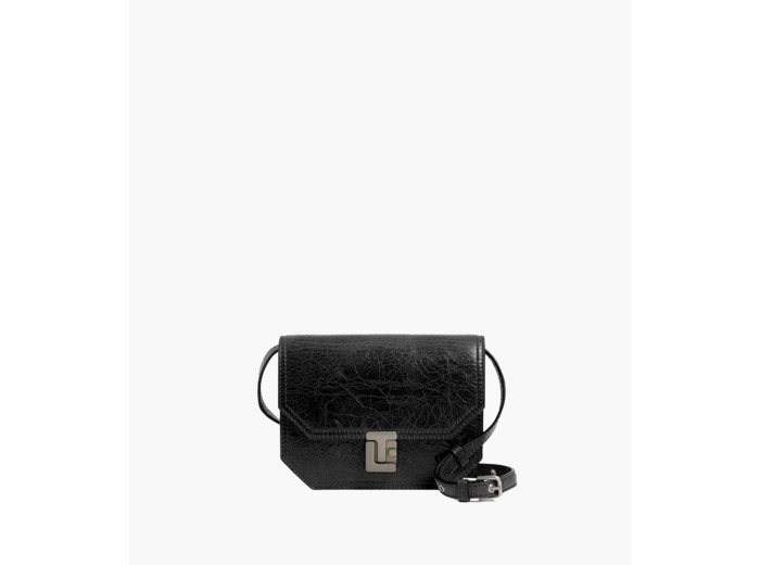 Petit sac bandoulière Rose en cuir froissé