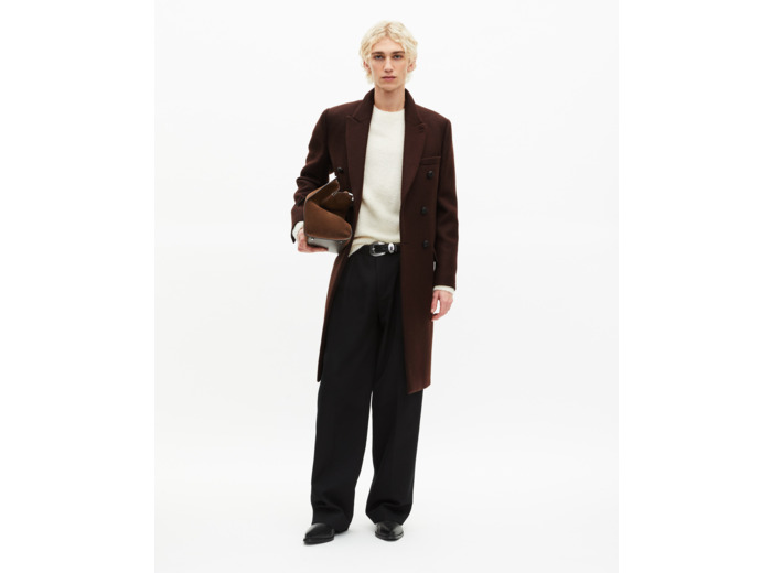 Manteau long en laine marron chocolate