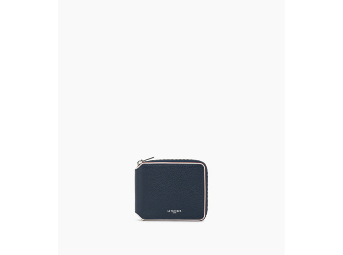 Porte monnaie zip en L Augustin en cuir grainé