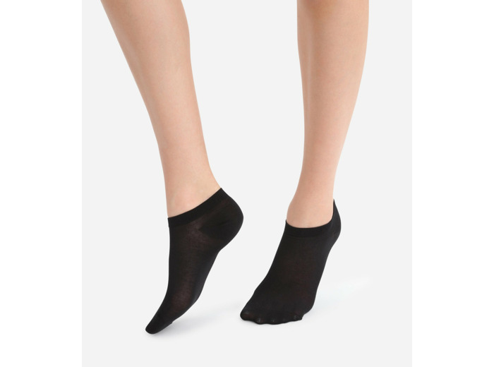 Lot de 2 socquettes invisibles noires Light Coton Femme