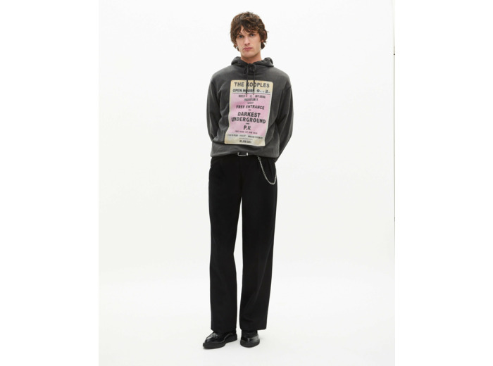 Sweat a capuche avec print devant black washed