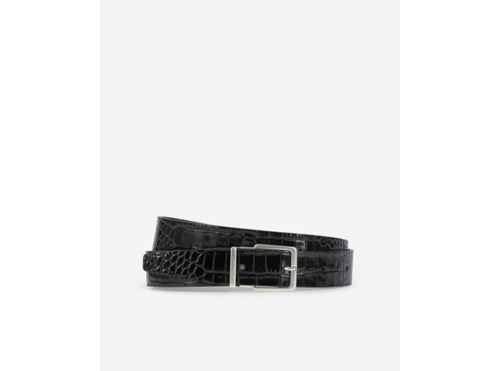 Ceinture En Cuir Effet Crocodile Noir black