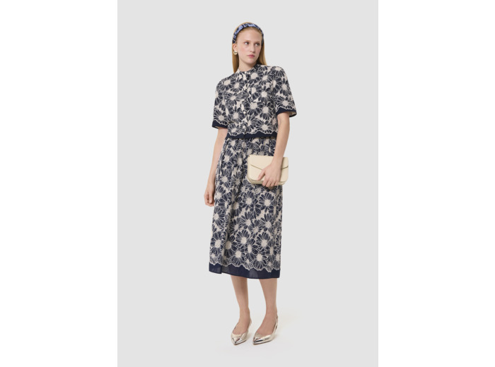 Chemise Calista bleu nuit en broderie anglaise