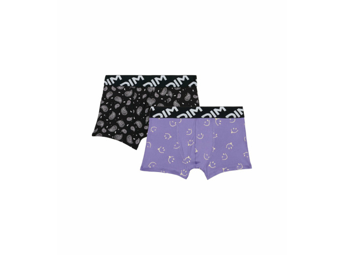 Lot de 2 boxers garçons en microfibre recyclée motif smiley Dim Micro