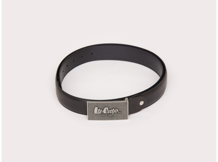 Ceinture en cuir lisse avec boucle métal gravée logo