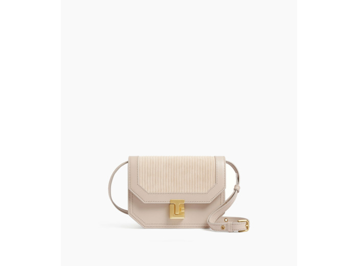 Petit sac bandoulière Rose en cuir côtelé et cuir lisse