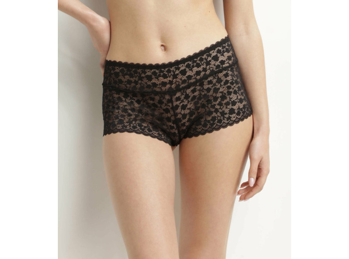 Shorty pour femme en dentelle florale Noire Daisy Lace