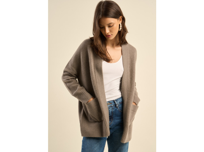 Gilet mi-long avec poches plaquées