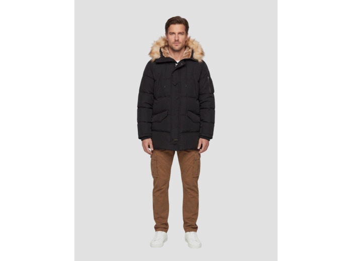 Parka à Parka à capuche avec fausse fourrure amovible avec fausse fourrure amovible