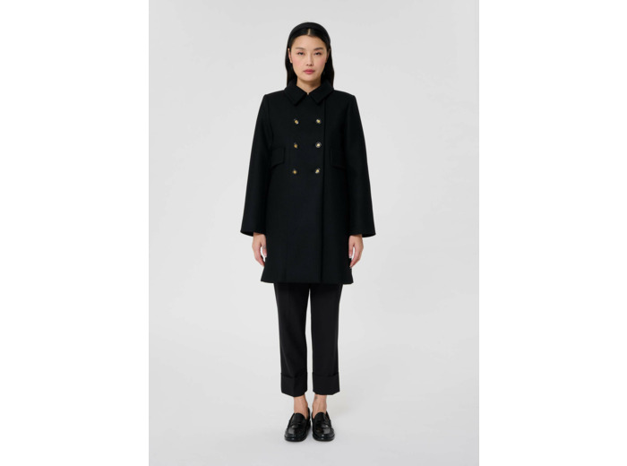 Manteau Marceau Noir en Laine Froide