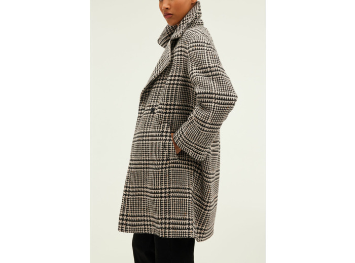 Manteau mi-long à carreaux - LILOU
