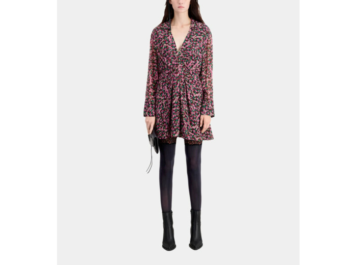 Robe Courte Imprimée Avec Drapé multicolor