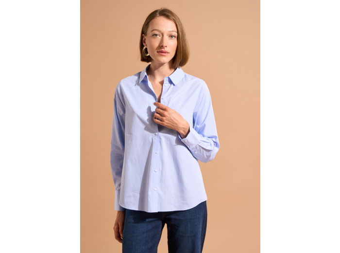 Chemise cintrée en coton rayé avec broderie étoile