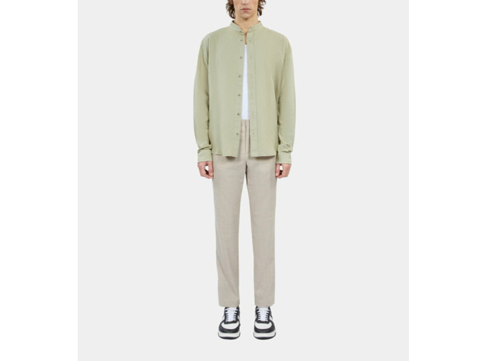 Chemise Vert Clair En Coton Et Lin kaki grey