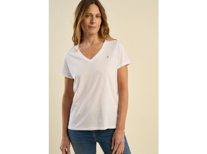 Tee-shirt col V en coton