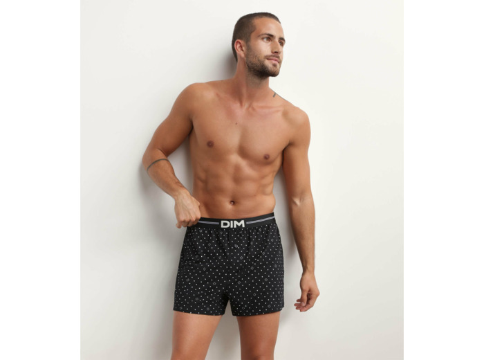 Caleçon homme en coton Noir à motif logomania Dim Icons Essentiel