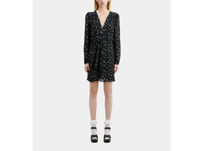 Robe Courte A Manches Longues black white