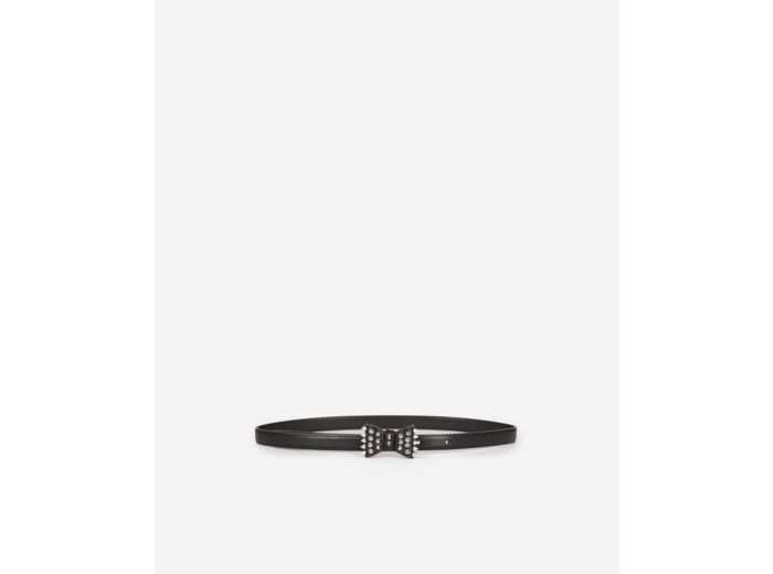 Ceinture fine avec noeud en cuir noire black