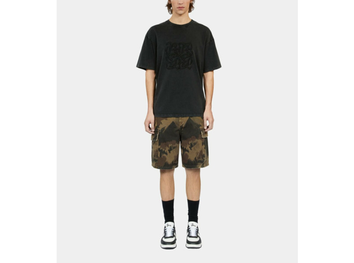 T-Shirt Noir Avec Broderie Logo black washed