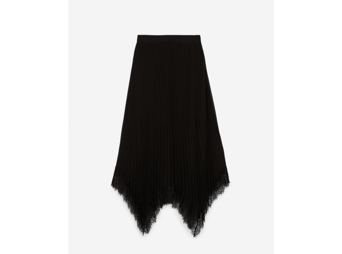 Jupe Longue Plissee & Dentelle En Bas En Candy Pleated black