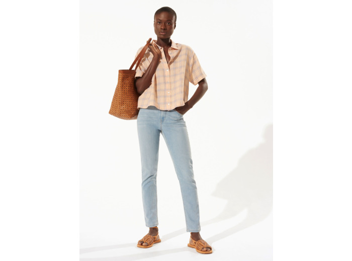 Chemise carreaux peche