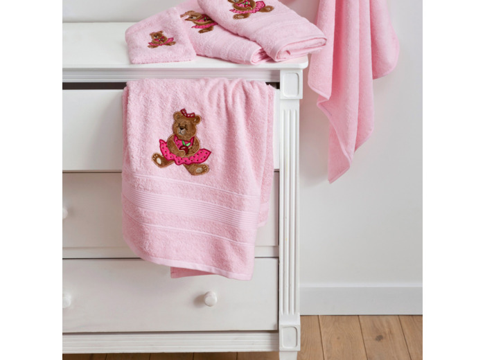 Serviette Toilette Ourson Girl | Serviette bébé | Tradition des Vosges