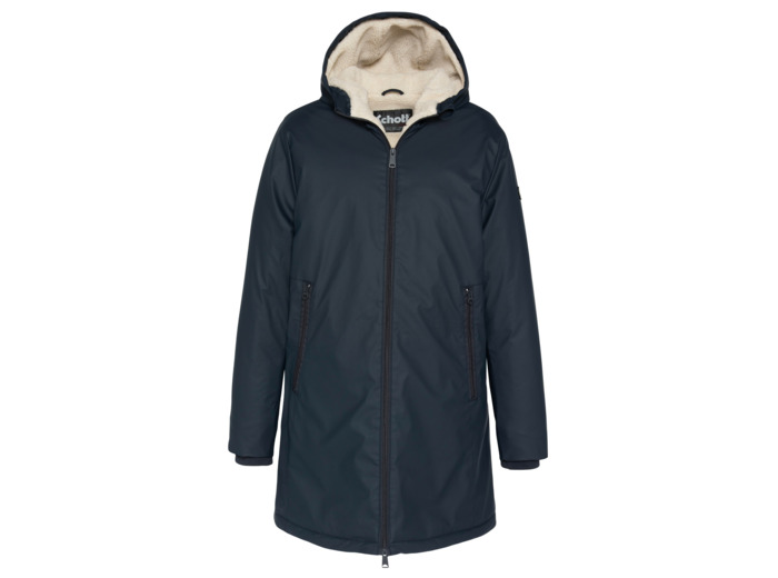 Coupe-vent long à capuche doublé sherpa