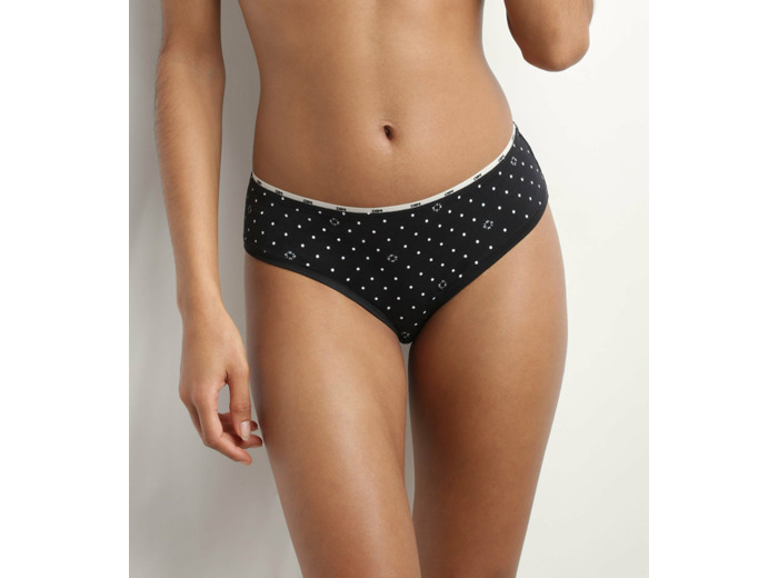 Slip femme en coton modal Noir à motif logo Dim Icons Essentiel