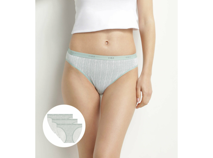 Lot de 3 culottes en coton stretch à motif animal Vert Les Pockets