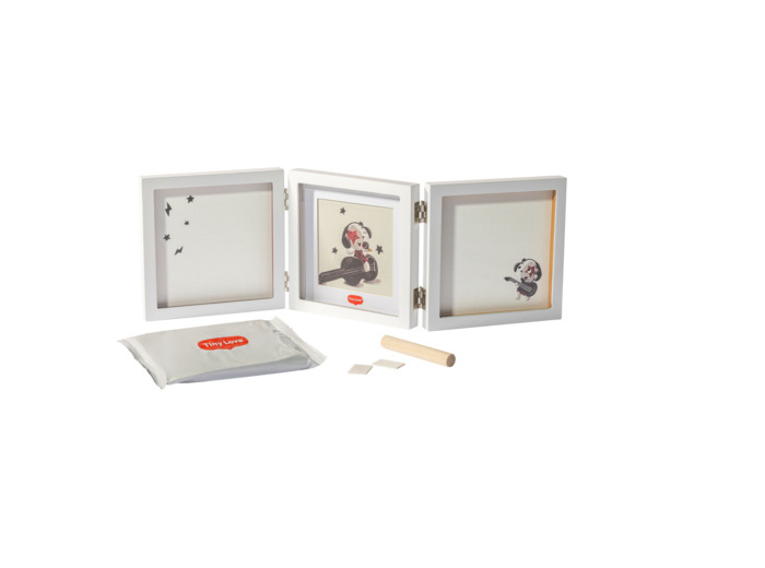 Double cadre photo et empreinte Blanc