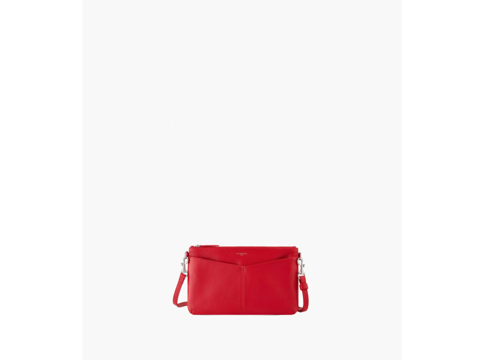 Pochette zippée avec bandoulière amovible Charlotte en cuir lisse