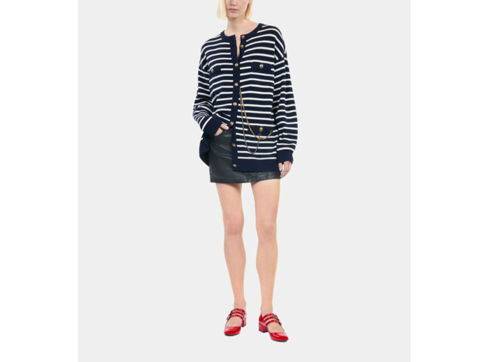 Cardigan En Laine À Rayures blanc