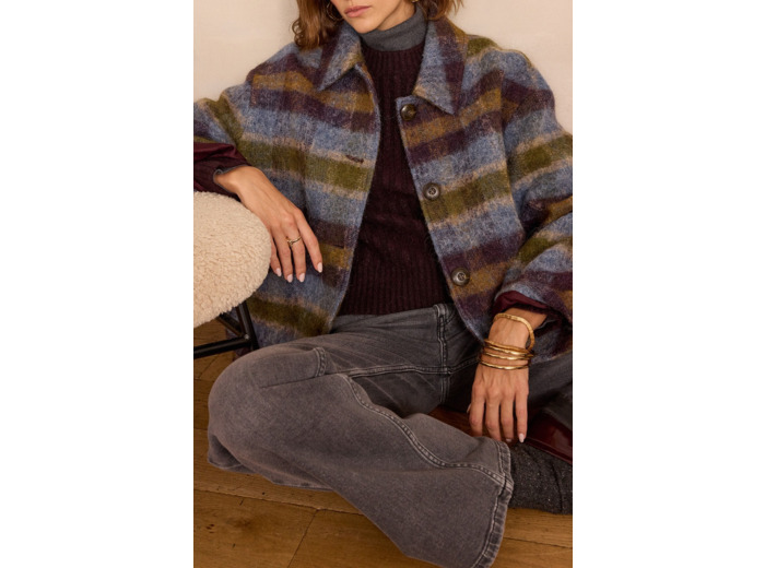 Manteau en laine à carreaux DANNY