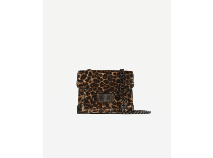 Sac Emily Chaine Cuir Poulain Leopard