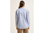 Chemise oversize avec rayures bleues en coton et fibre métallisée à manches longues