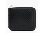 Porte monnaie zip en L Emile en cuir grainé perforé