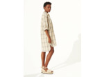 Robe carreaux beige turquoise