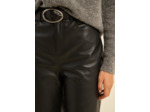Pantalon large taille haute en similicuir