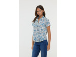 Chemise imprimée fleur, manches courtes en voile de coton