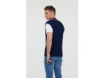 Pull sans manche en maille torsadée, col V en rib et rayure contrastée