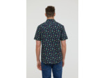 Chemise manches courtes en coton imprimé "Citrons", avec détails contrastés, col boutonné