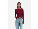 Pull En Mohair À Rayures rouge