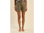 Short en lin avec liens de resserrement