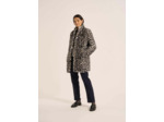 Manteau fausse fourrure léopard ajusté col droit