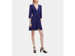 Robe Courte En Soie Manches 3/4 Gigot blue red
